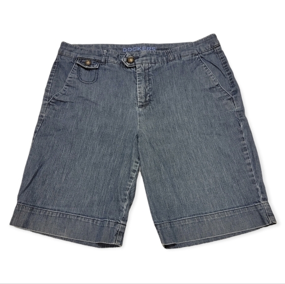 Levi's Dockers Long Denim Jean Shorts Size 14 - Picture 1 of 4